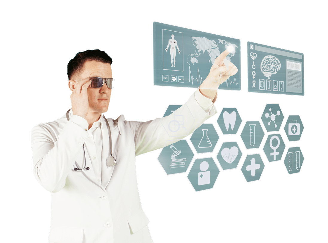 another image inside hero, a guy working with virtual reality